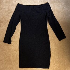 Chic Black Off-Shoulder 3/4 Length Sleeve Dress